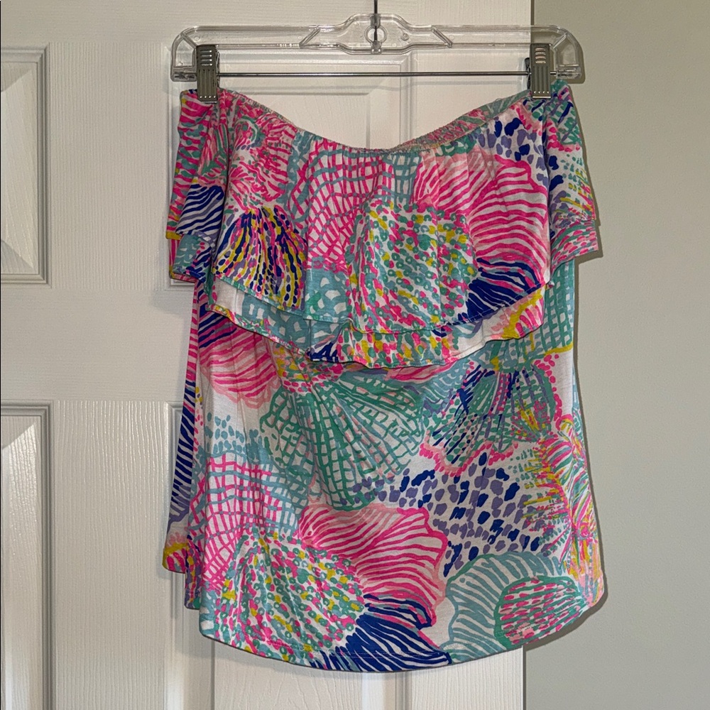 Lilly Pulitzer Strapless Ruffle Tank Top